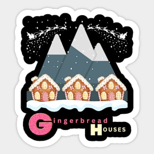 Three Gingerbread Houses in Front of a Mountain Sticker